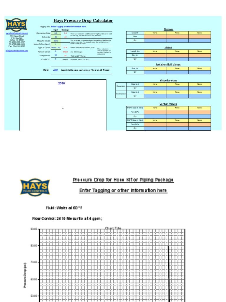 Hays PressureDrop Calculator Strainer PDF Flow Measurement Pressure