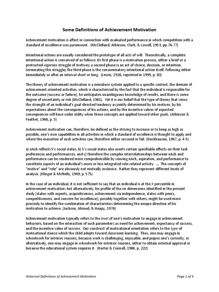 Historical Perspectives on Achievement Motivation | PDF | Motivation ...