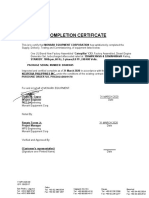 Completion Certificate: Monark Equipment