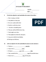 English worksheet adjectives and nouns