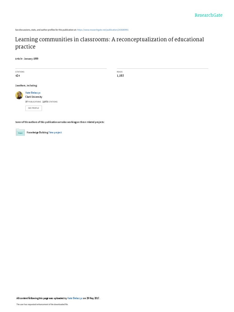 Learning Communities in Classrooms: A Reconceptualization of ...