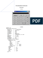 Programming Exercises Calculator: Codes