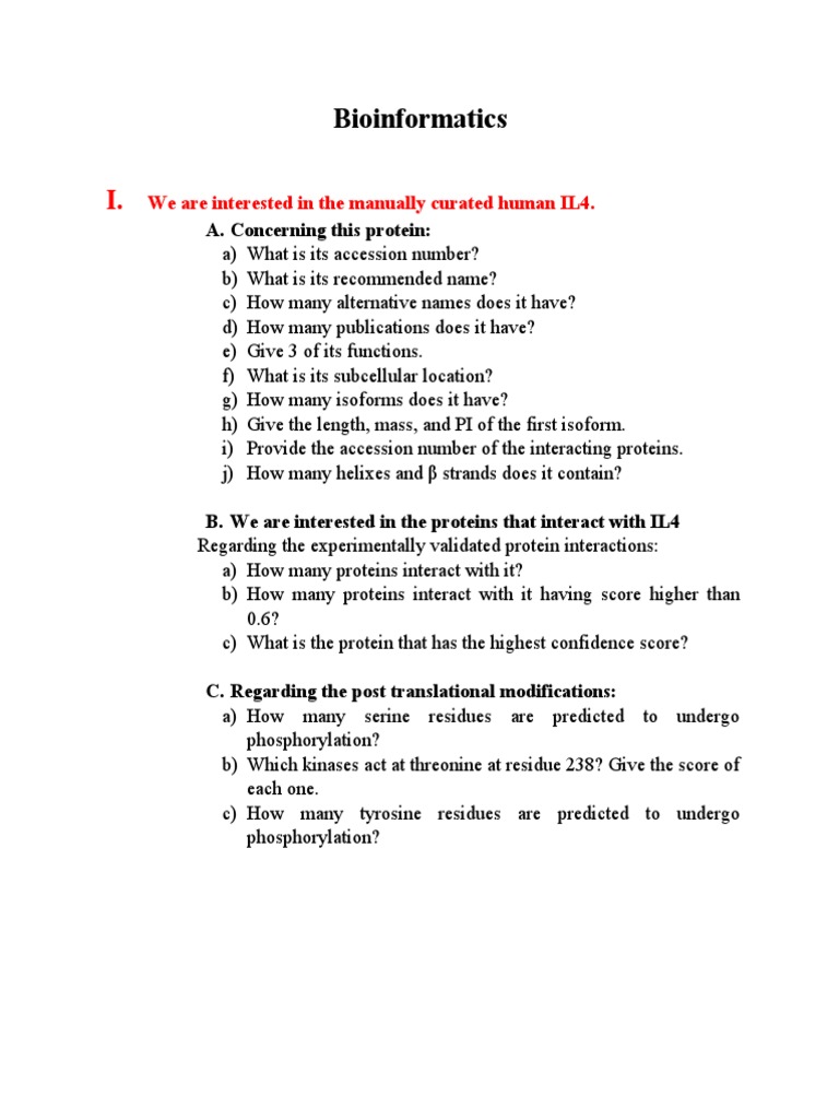 Bioinformatics Exercises and Key Answers | PDF | Micro Rna | Protein ...
