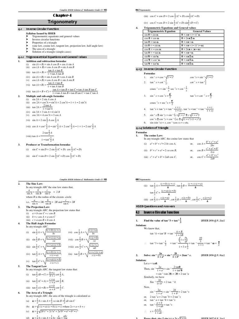 Trigonometry Concepts and Solutions | PDF | Trigonometric Functions ...