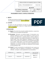 Procedimiento para El Control de Registros