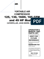 COMPRESSOR SULLAIR MODEL 185DPQ CA3     SERIAL 201201300100     PARTS MANUAL