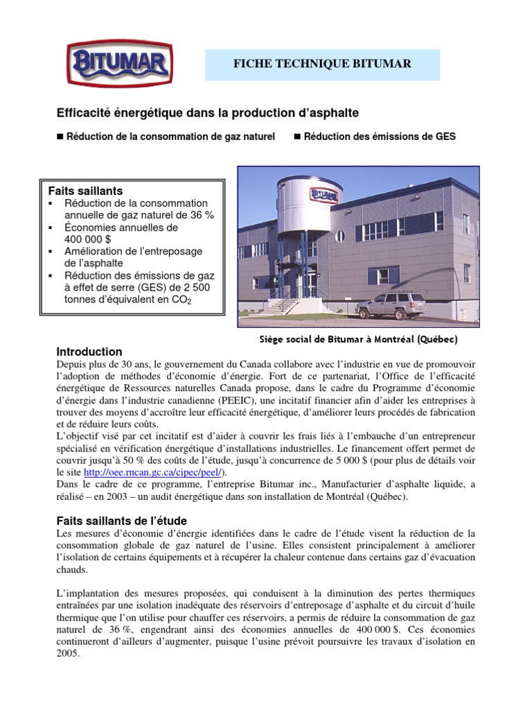 Efficacité énergétique chez Bitumar | PDF | Gaz naturel | Efficacité ...