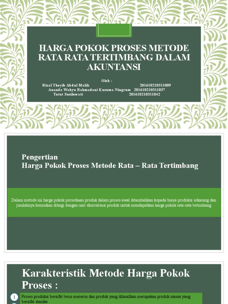 Harga Pokok Proses Metode Rata Rata Tertimbang Dalam Thoyib | PDF ...
