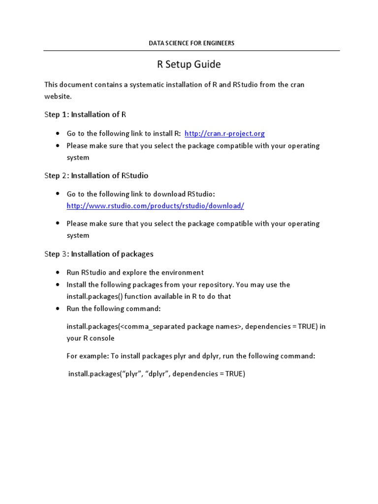 R Setup Guide: Step 1: Installation of R | PDF | R (Programming ...