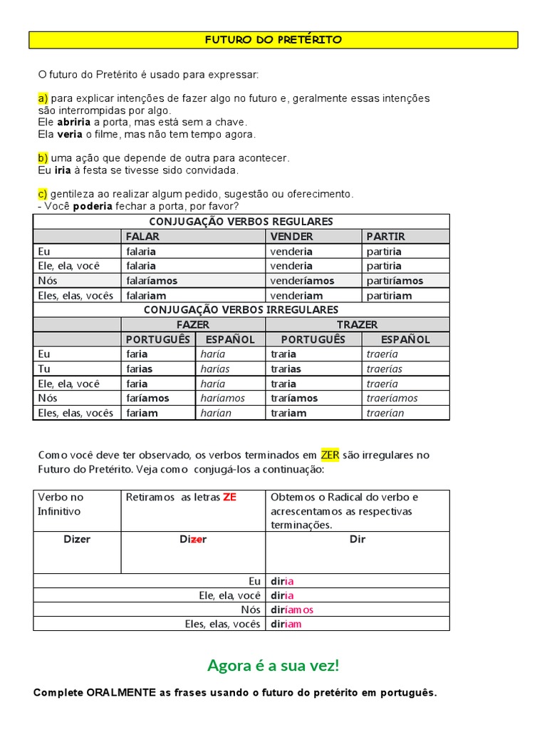Conjugação do Futuro do Pretérito | PDF | Idiomas