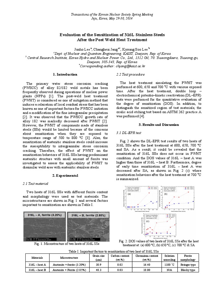 Sensitization of 316L SS Post-Weld Treatment | PDF | Stainless Steel ...