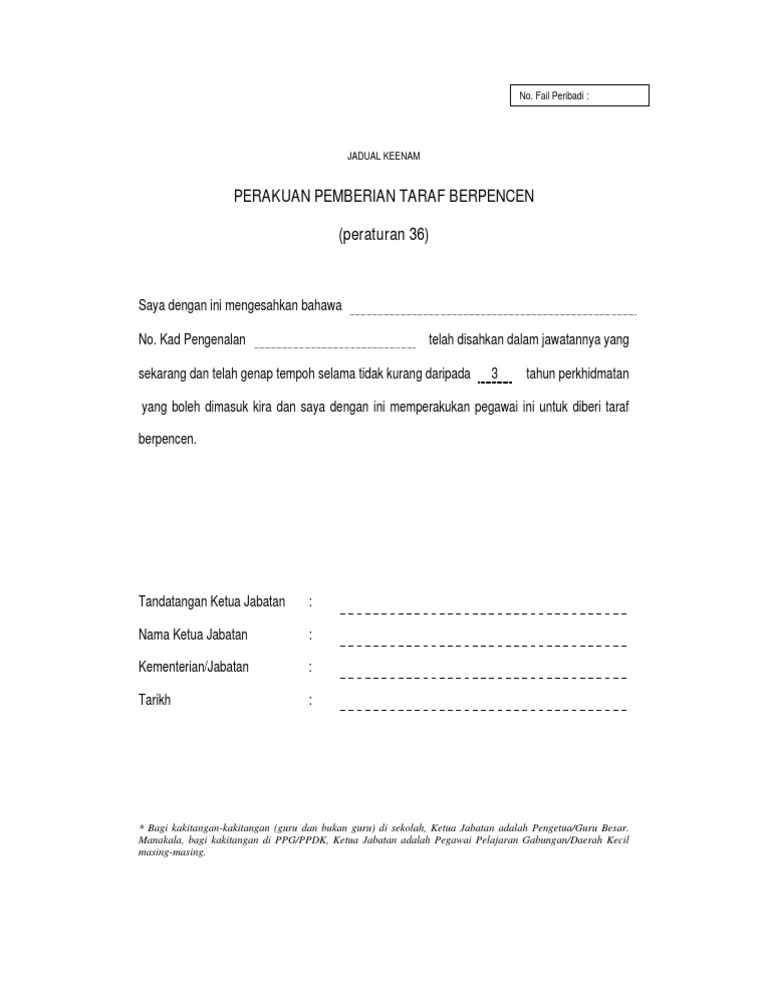 Jadual Keenam Pemberian Taraf Berpencen Pdf