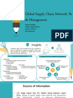 Global Supply Chain Network: Ri SK Management: Student Insights: Uddhav Dilip Kulkarni Roll No. 2019118 SCM Section B