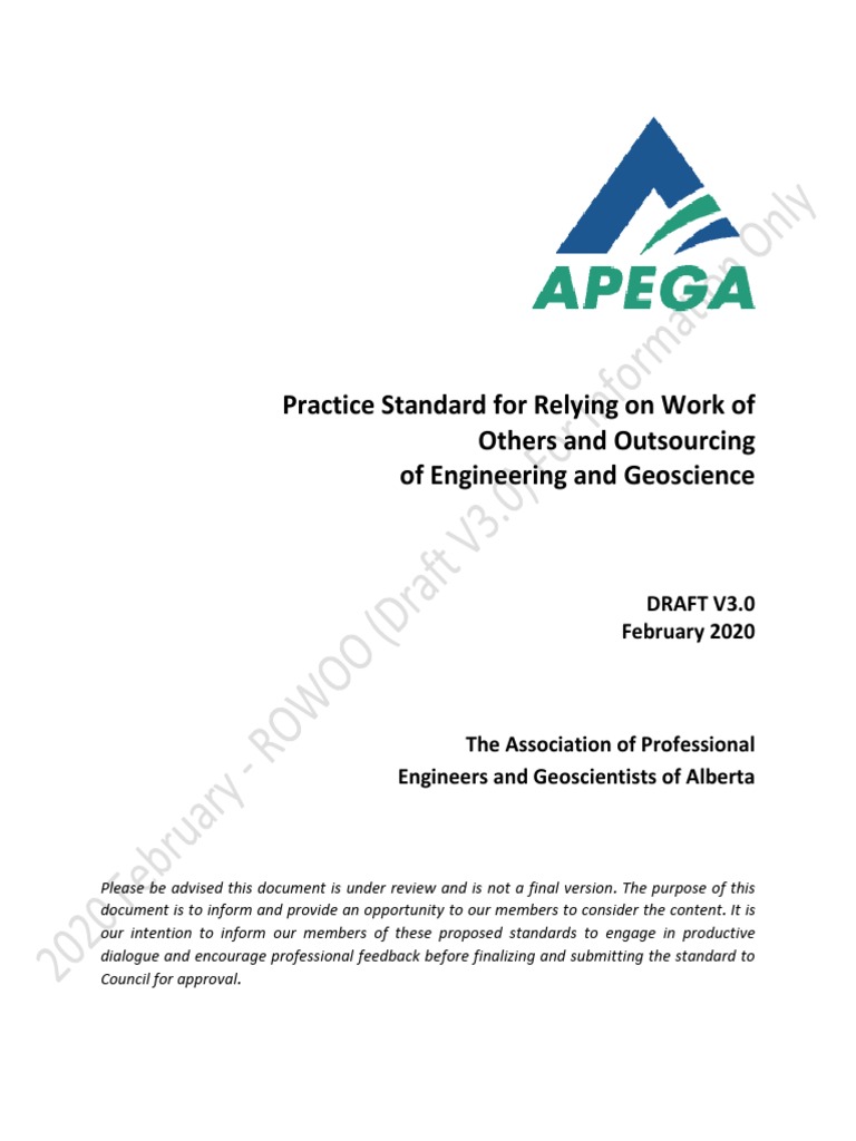 APEGA Standard on Work of Others | PDF | Regulatory Compliance ...