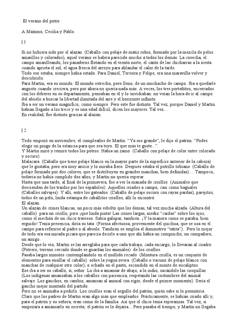 El Verano Del PotroRodolfo Otero Azulejos PDF Caballos Agitación