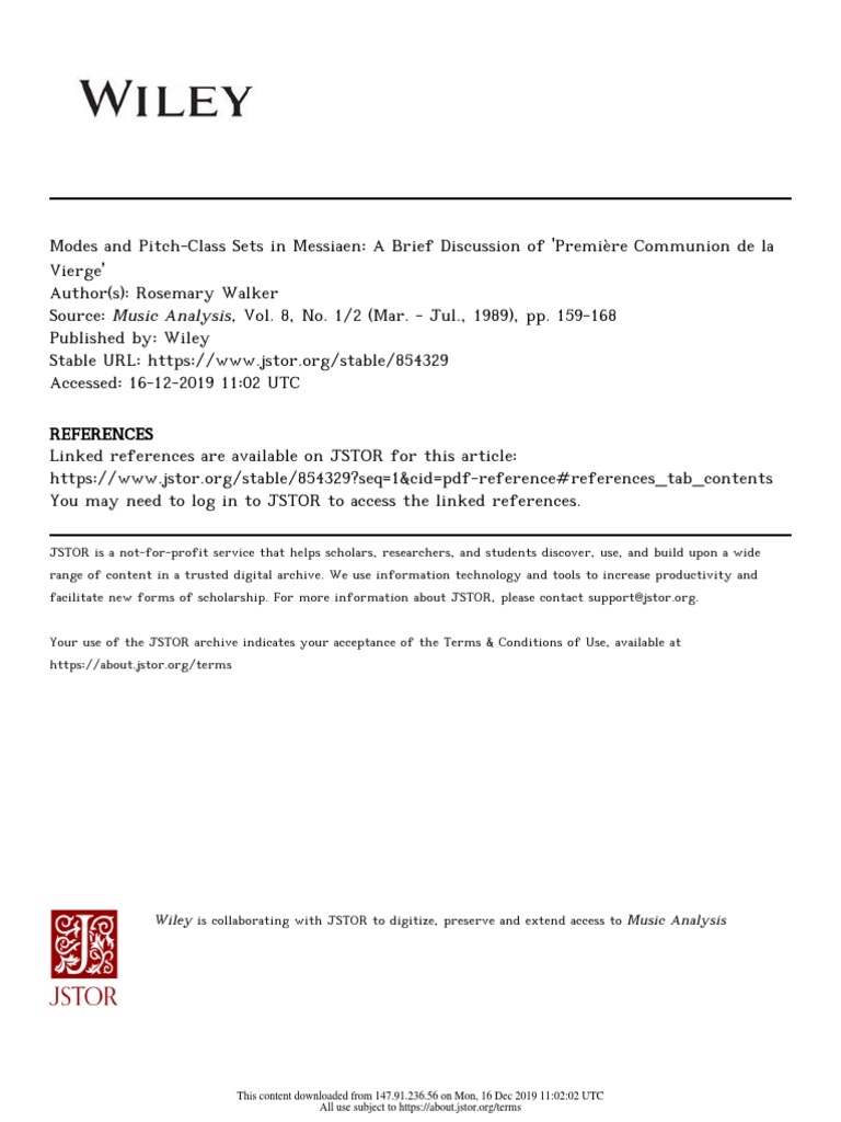 Modes and Pitch Class Sets in Messiaen | PDF | Mode (Music) | Music Theory