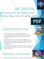 Income Taxation (Principles of Taxation) : Fritz A. Perez, Cpa, CTT, Mritax, Mba (O.G)