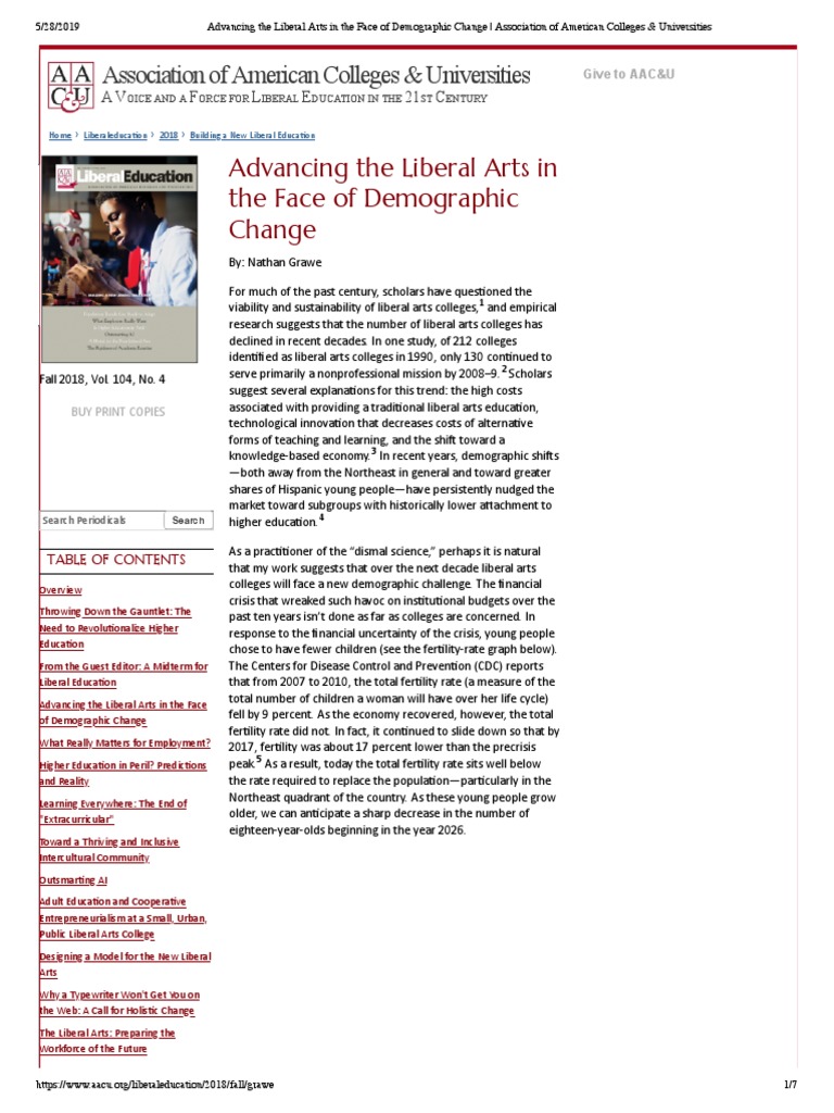 Advancing The Liberal Arts In The Face Of Demographic Change