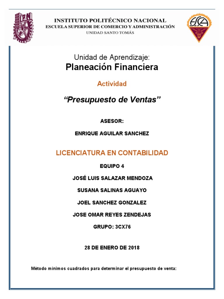 Presupuesto de Ventas y Mínimos Cuadrados | PDF | Presupuesto | Economias