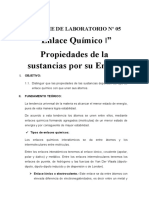 Propiedades de sustancias por su enlace químico