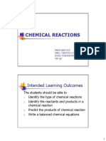 Chemical Reactions: Intended Learning Outcomes