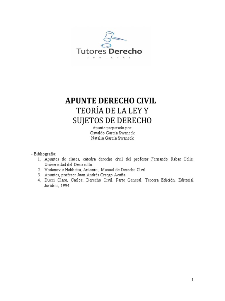 Teoría de La Ley y Sujetos de Derecho Parte Preliminar | PDF ...