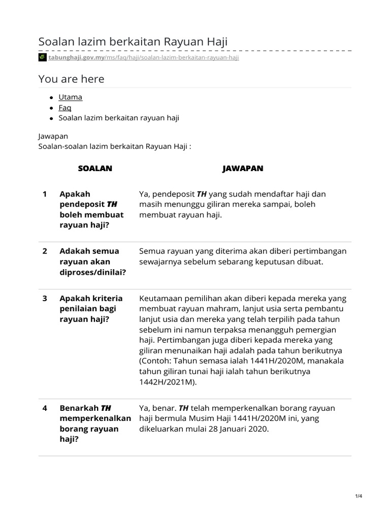 Tabunghaji Gov My Soalan Lazim Berkaitan Rayuan Haji Pdf