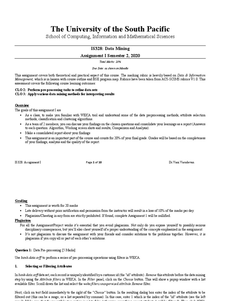 IS328 Assignment I: Data Mining Tasks | PDF | Statistical ...