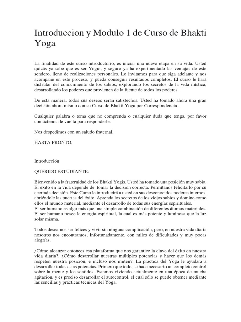 Modulo 1 de Curso de Bhakti Yoga | PDF | Yoga | Vedas