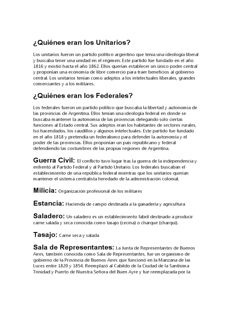 Quiénes Eran Los Unitarios | PDF | Argentina | Brasil
