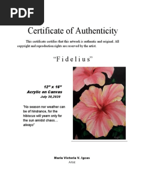 Certificate of Authenticity