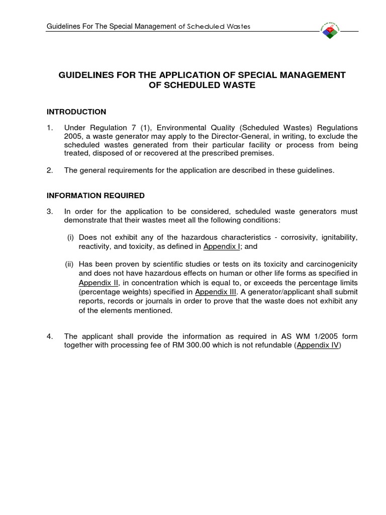 Scheduled Waste Management Guidelines | PDF | Toxicity | Waste