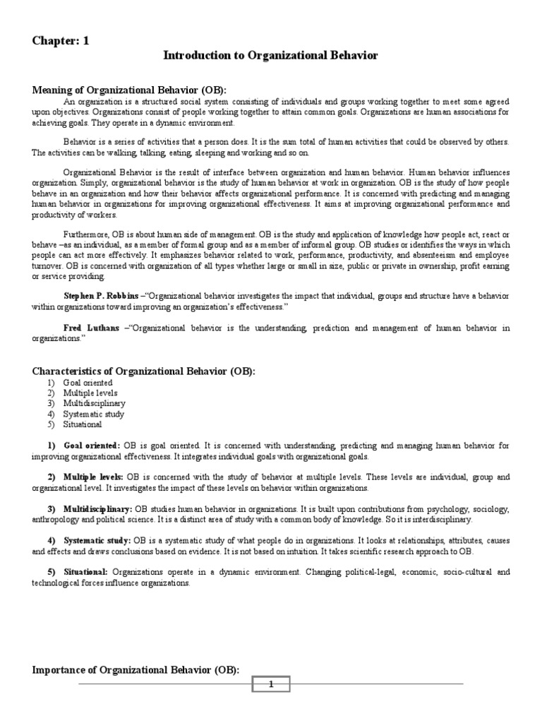 Introduction To Organizational Behavior Download Free Pdf