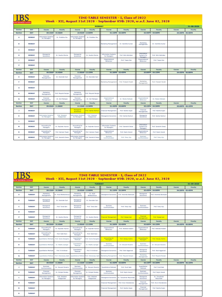 Faculty Schedule for Sujan Rachuri | PDF | Economics | Business Economics