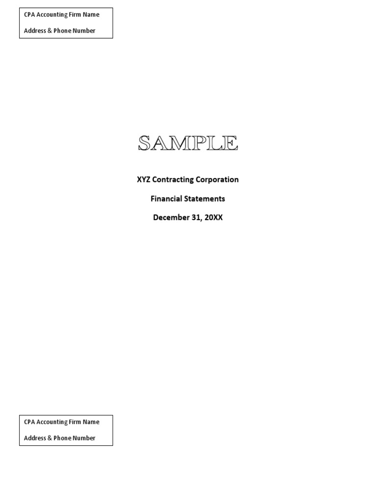 XYZ Contracting Corp Financial Overview | PDF | Expense | Financial ...