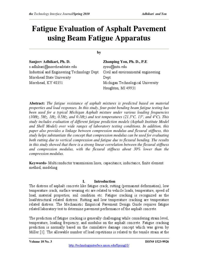 Fatigue Evaluation of Asphalt Pavement Using Beam Fatigue Apparatus ...