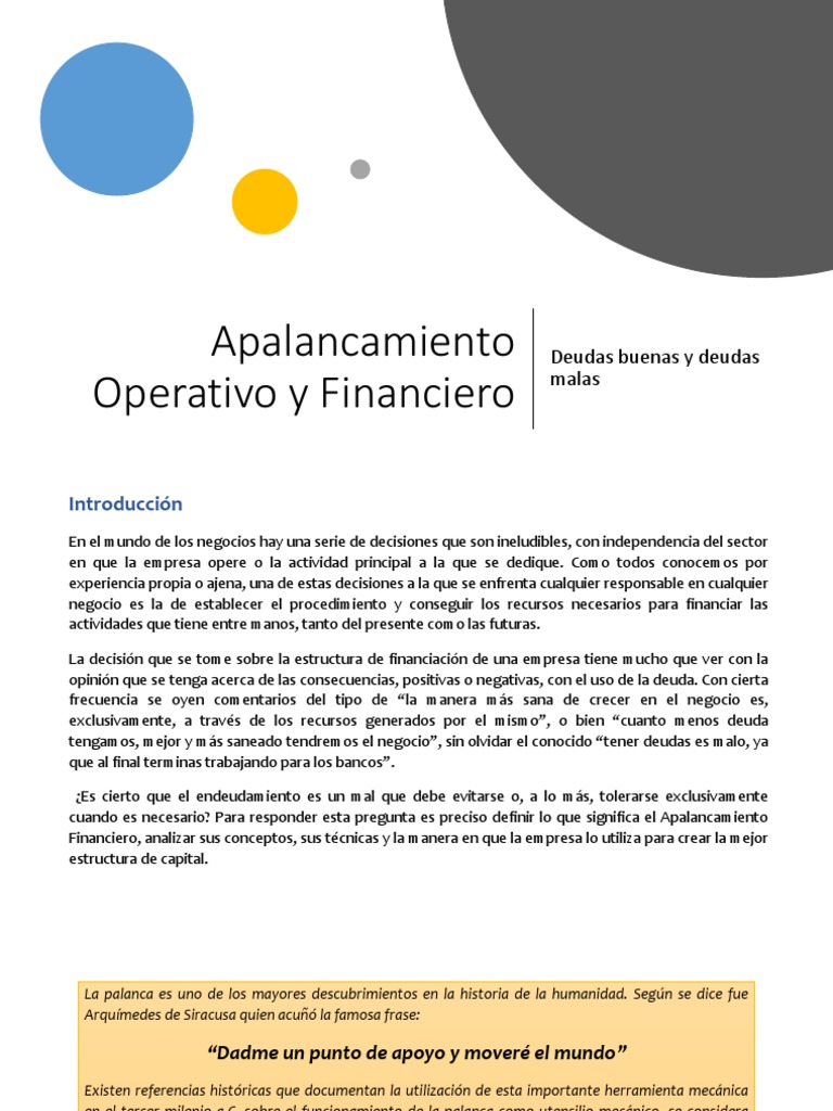 Apalancamiento: Deudas y Estructura Financiera | PDF | Apalancamiento ...