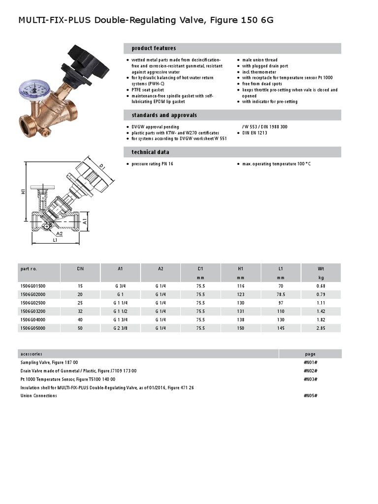 Multi-Fix-Plus Double-Regulating Valve | PDF | Valve | Building Materials