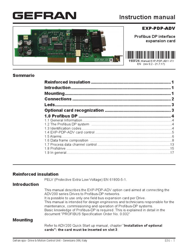 ADV200 Profibus DP Interface Manual | PDF