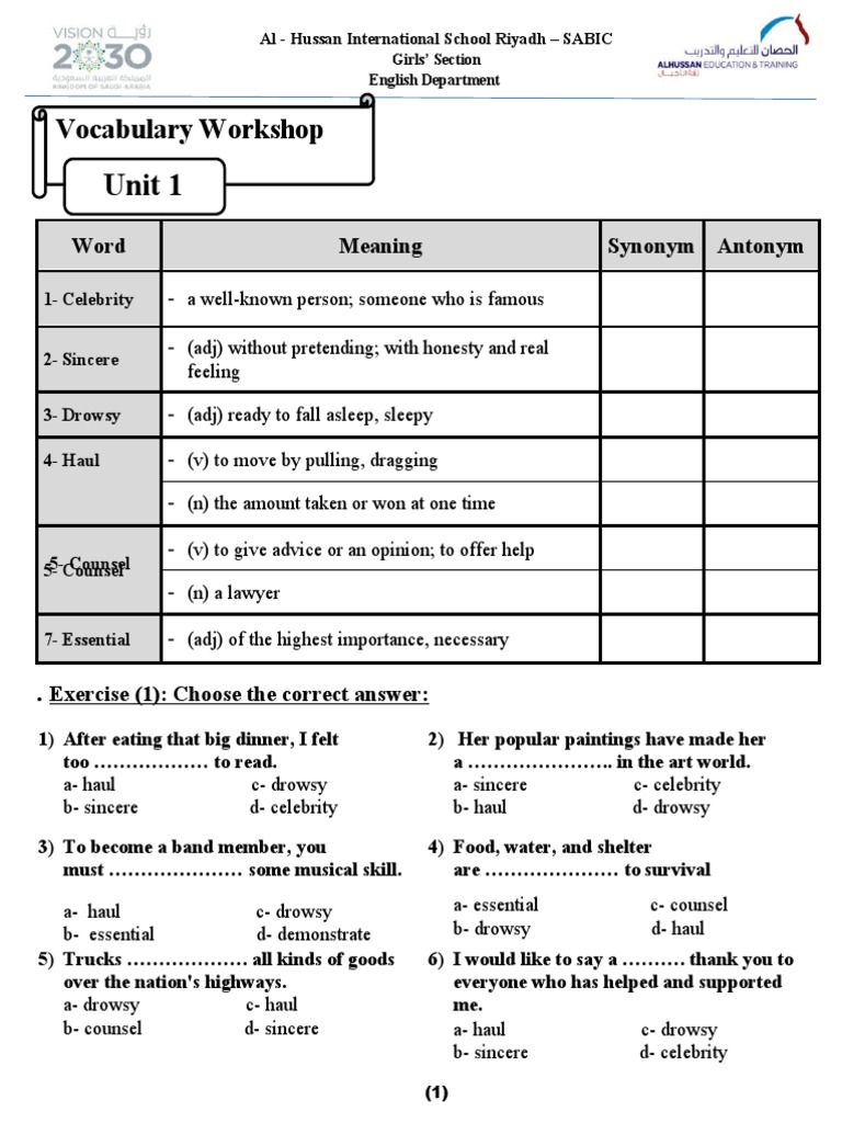 GR 5 Vocabulary Workshop | PDF