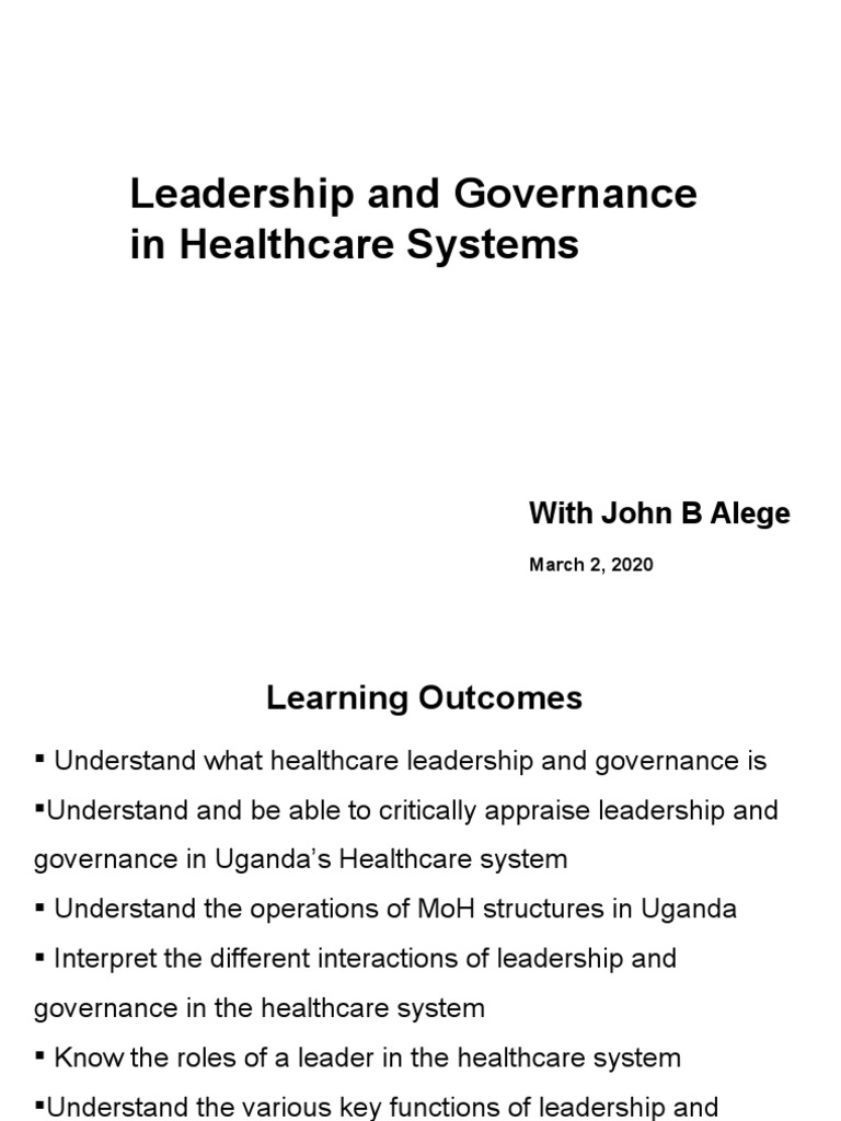Leadership and Governance in Healthcare | PDF | Governance | Health System