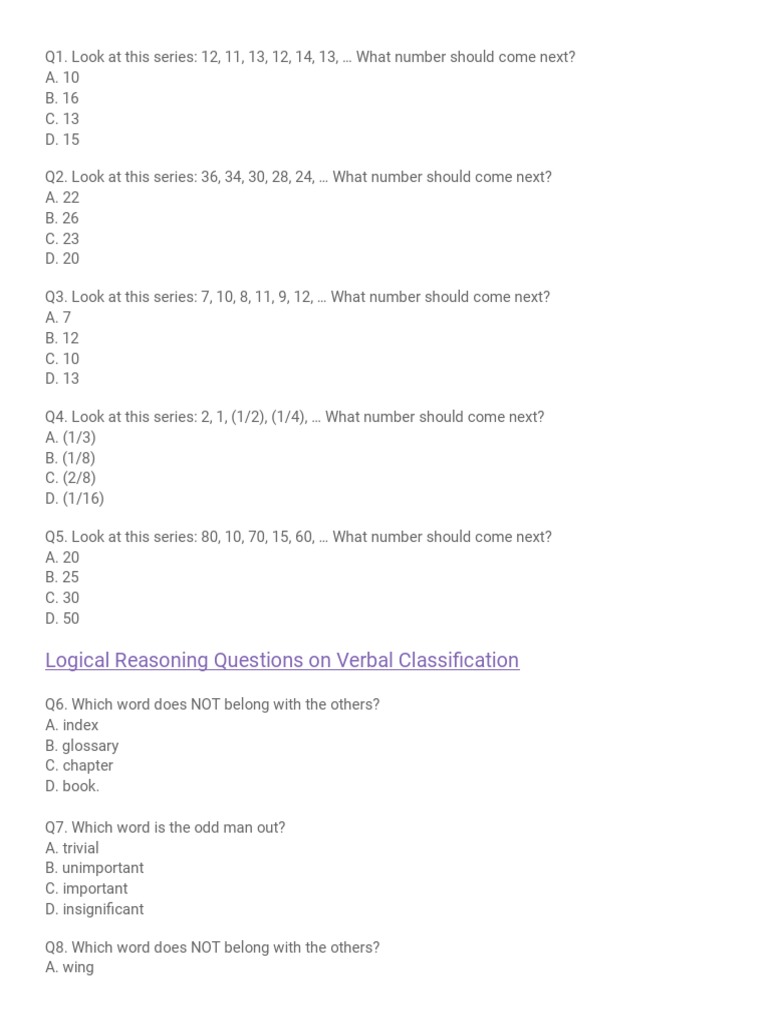 Logical Reasoning Practice Questions | PDF | Reason