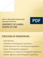 Unit 6: Delegated Legislation Kasumpa M Kabalata