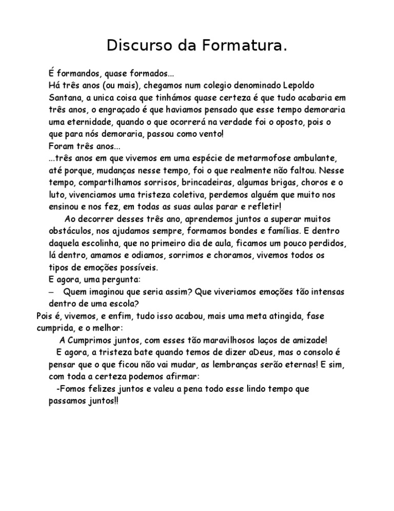 Discurso Emocionante de Formatura | PDF