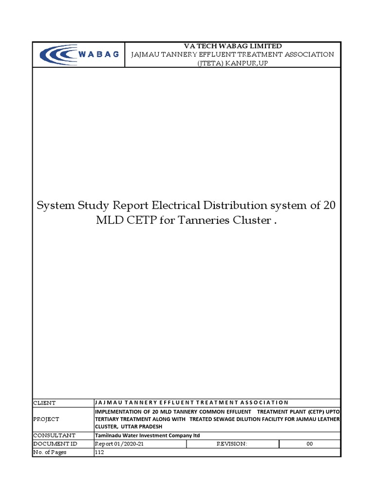 Electrical Study for CETP Kanpur | PDF | Transformer | Relay
