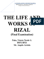 The Life and Works of Rizal: (Final Examination)