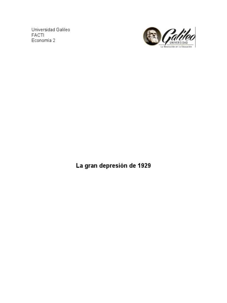 Depresión Económica de 1929 | PDF | Gran depresion | Nuevo acuerdo