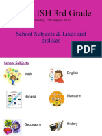 ENGLISH 3rd Grade PP School Subjects and Likes Dislikes-1