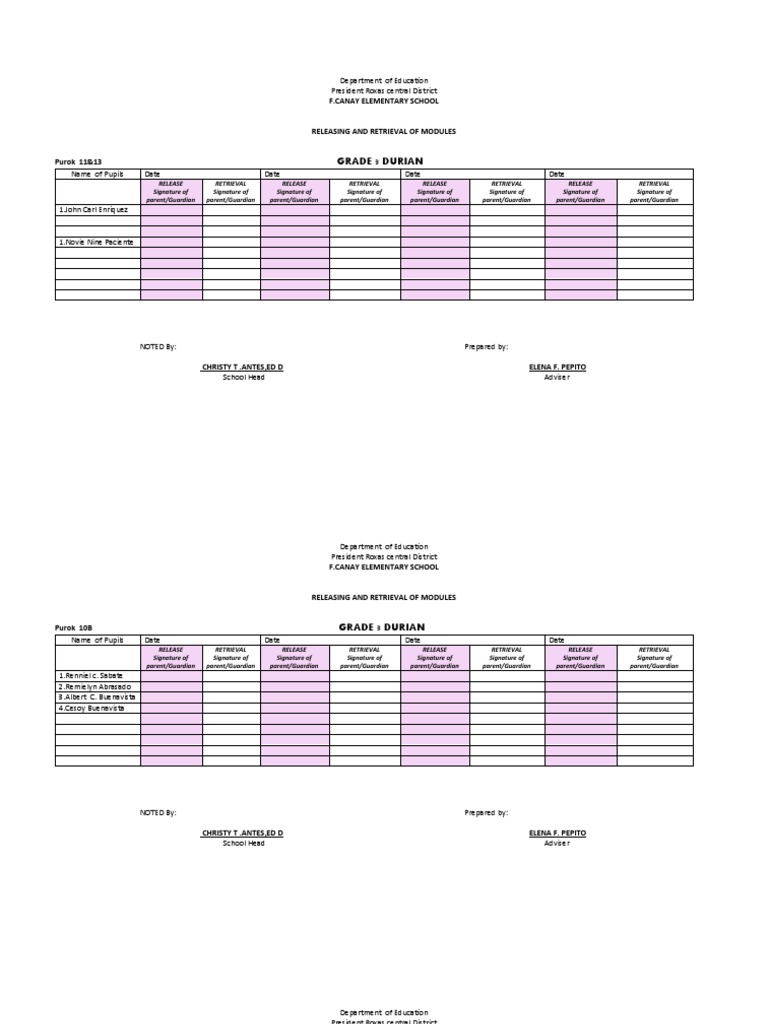 Grade 3 Module Release & Retrieval Form | PDF | Parenting | Relationships