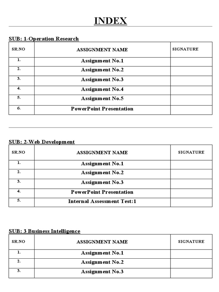 Index: Assignment Name | PDF